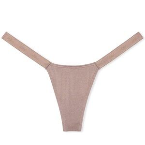 Victoria's Secret Pink Sparkle Knit Iced Coffee Thong Size Large